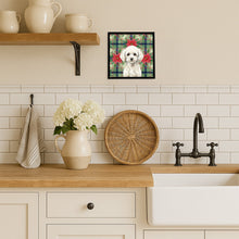Load image into Gallery viewer, Toy White Poodle Christmas PoinsettIas Framed Metal Print