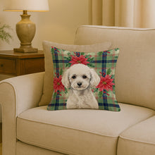 Load image into Gallery viewer, Toy White Poodle Christmas PoinsettIas Throw Pillow