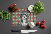 Load image into Gallery viewer, Portuguese Water Dog Christmas PoinsettIas Glass Cutting Board