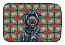 Load image into Gallery viewer, Black Portuguese Water Dog Christmas PoinsettIas Dish Drying Mat
