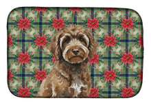 Load image into Gallery viewer, Brown Portuguese Water Dog Christmas PoinsettIas Dish Drying Mat