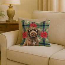 Load image into Gallery viewer, Brown Portuguese Water Dog Christmas PoinsettIas Throw Pillow