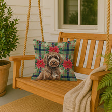 Load image into Gallery viewer, Brown Portuguese Water Dog Christmas PoinsettIas Throw Pillow