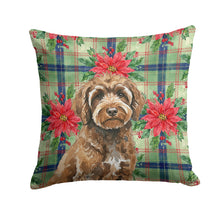 Load image into Gallery viewer, Brown Portuguese Water Dog Christmas PoinsettIas Throw Pillow