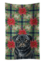 Load image into Gallery viewer, Black Pug Christmas PoinsettIas Kitchen Towel