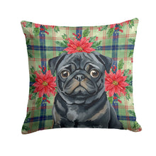 Load image into Gallery viewer, Black Pug Christmas PoinsettIas Throw Pillow