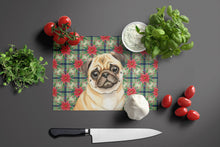 Load image into Gallery viewer, Fawn Pug Christmas PoinsettIas Glass Cutting Board