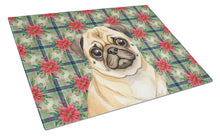Load image into Gallery viewer, Fawn Pug Christmas PoinsettIas Glass Cutting Board