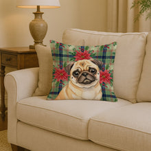 Load image into Gallery viewer, Fawn Pug Christmas PoinsettIas Throw Pillow