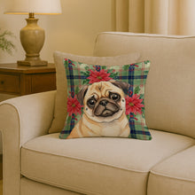 Load image into Gallery viewer, Fawn Pug Christmas PoinsettIas Throw Pillow