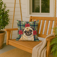 Load image into Gallery viewer, Fawn Pug Christmas PoinsettIas Throw Pillow