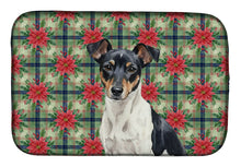 Load image into Gallery viewer, Black and White Rat Terrier Christmas PoinsettIas Dish Drying Mat