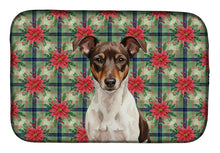 Load image into Gallery viewer, Chocolate and White Rat Terrier Christmas PoinsettIas Dish Drying Mat