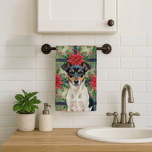 Load image into Gallery viewer, Tricolor Rat Terrier Christmas PoinsettIas Kitchen Towel