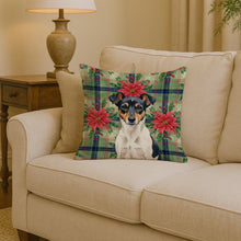 Load image into Gallery viewer, Tricolor Rat Terrier Christmas PoinsettIas Throw Pillow