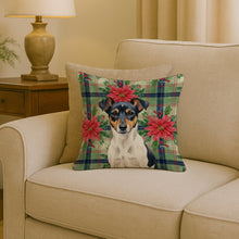Load image into Gallery viewer, Tricolor Rat Terrier Christmas PoinsettIas Throw Pillow