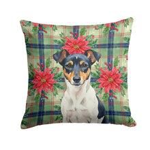 Load image into Gallery viewer, Tricolor Rat Terrier Christmas PoinsettIas Throw Pillow