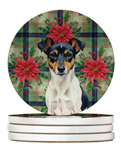 Load image into Gallery viewer, Tricolor Rat Terrier Christmas PoinsettIas Large Sandstone Coasters Pack of 4