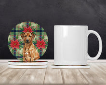 Load image into Gallery viewer, Rhodesian Ridgeback Christmas PoinsettIas Large Sandstone Coasters Pack of 4