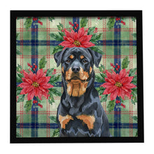 Load image into Gallery viewer, Rottweiler Christmas PoinsettIas Framed Metal Print