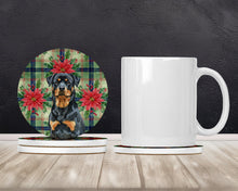 Load image into Gallery viewer, Rottweiler Christmas PoinsettIas Large Sandstone Coasters Pack of 4