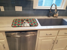 Load image into Gallery viewer, Tricolor Russell Terrier Christmas PoinsettIas Dish Drying Mat