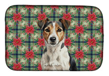 Load image into Gallery viewer, Tricolor Russell Terrier Christmas PoinsettIas Dish Drying Mat