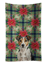 Load image into Gallery viewer, Tricolor Russell Terrier Christmas PoinsettIas Kitchen Towel
