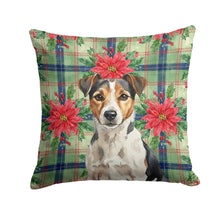 Load image into Gallery viewer, Tricolor Russell Terrier Christmas PoinsettIas Throw Pillow