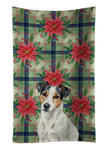 Load image into Gallery viewer, White with Black Markings Russell Terrier Christmas PoinsettIas Kitchen Towel