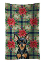 Load image into Gallery viewer, Black and Tan Russian Toy Christmas PoinsettIas Kitchen Towel