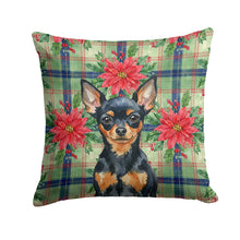 Load image into Gallery viewer, Black and Tan Russian Toy Christmas PoinsettIas Throw Pillow