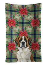 Load image into Gallery viewer, Brindle and White Saint Bernard Christmas PoinsettIas Kitchen Towel