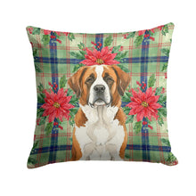 Load image into Gallery viewer, Brown and White Saint Bernard Christmas PoinsettIas Throw Pillow