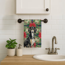 Load image into Gallery viewer, Black and Tan Saluki Christmas PoinsettIas Kitchen Towel
