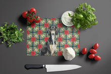 Load image into Gallery viewer, Black and Tan Saluki Christmas PoinsettIas Glass Cutting Board