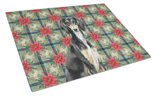Load image into Gallery viewer, Black and Tan Saluki Christmas PoinsettIas Glass Cutting Board