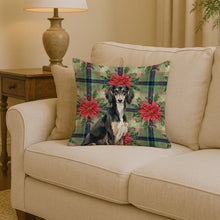 Load image into Gallery viewer, Black and Tan Saluki Christmas PoinsettIas Throw Pillow