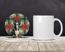 Load image into Gallery viewer, Black and Tan Saluki Christmas PoinsettIas Large Sandstone Coasters Pack of 4