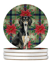 Load image into Gallery viewer, Black and Tan Saluki Christmas PoinsettIas Large Sandstone Coasters Pack of 4