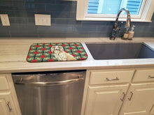 Load image into Gallery viewer, Cream Saluki Christmas PoinsettIas Dish Drying Mat