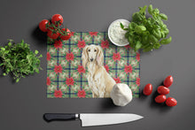 Load image into Gallery viewer, Cream Saluki Christmas PoinsettIas Glass Cutting Board