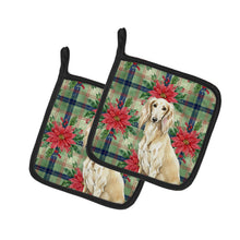 Load image into Gallery viewer, Cream Saluki Christmas PoinsettIas Pair of Pot Holders