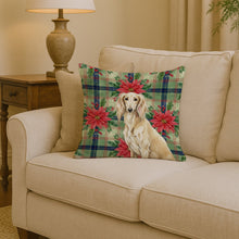 Load image into Gallery viewer, Cream Saluki Christmas PoinsettIas Throw Pillow