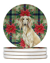Load image into Gallery viewer, Cream Saluki Christmas PoinsettIas Large Sandstone Coasters Pack of 4