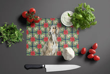 Load image into Gallery viewer, Grizzle Saluki Christmas PoinsettIas Glass Cutting Board