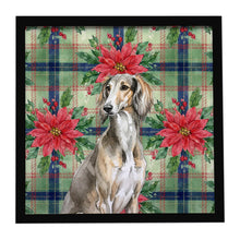 Load image into Gallery viewer, Grizzle Saluki Christmas PoinsettIas Framed Metal Print