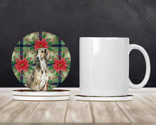 Load image into Gallery viewer, Grizzle Saluki Christmas PoinsettIas Large Sandstone Coasters Pack of 4