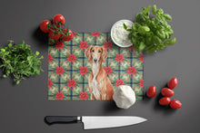 Load image into Gallery viewer, Red Saluki Christmas PoinsettIas Glass Cutting Board