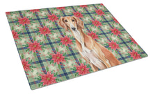 Load image into Gallery viewer, Red Saluki Christmas PoinsettIas Glass Cutting Board